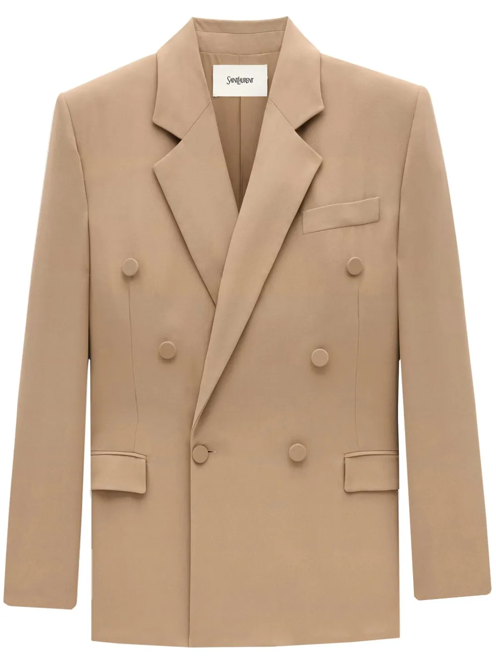 Saint Laurent Silk Crepe Blazer In Neutral