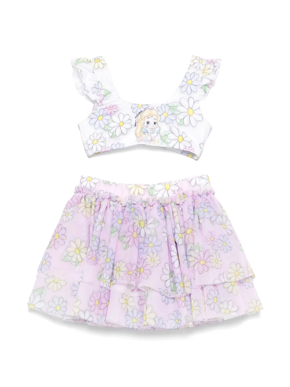 Monnalisa x Disney bikini met bloemenprint Wit