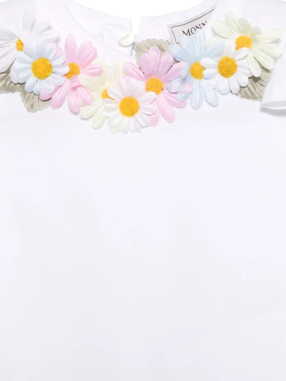 Monnalisa T-shirt met bloemenpatch Wit