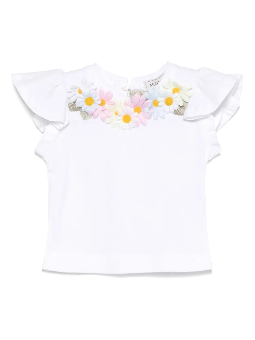 Monnalisa T-shirt met bloe patch Wit