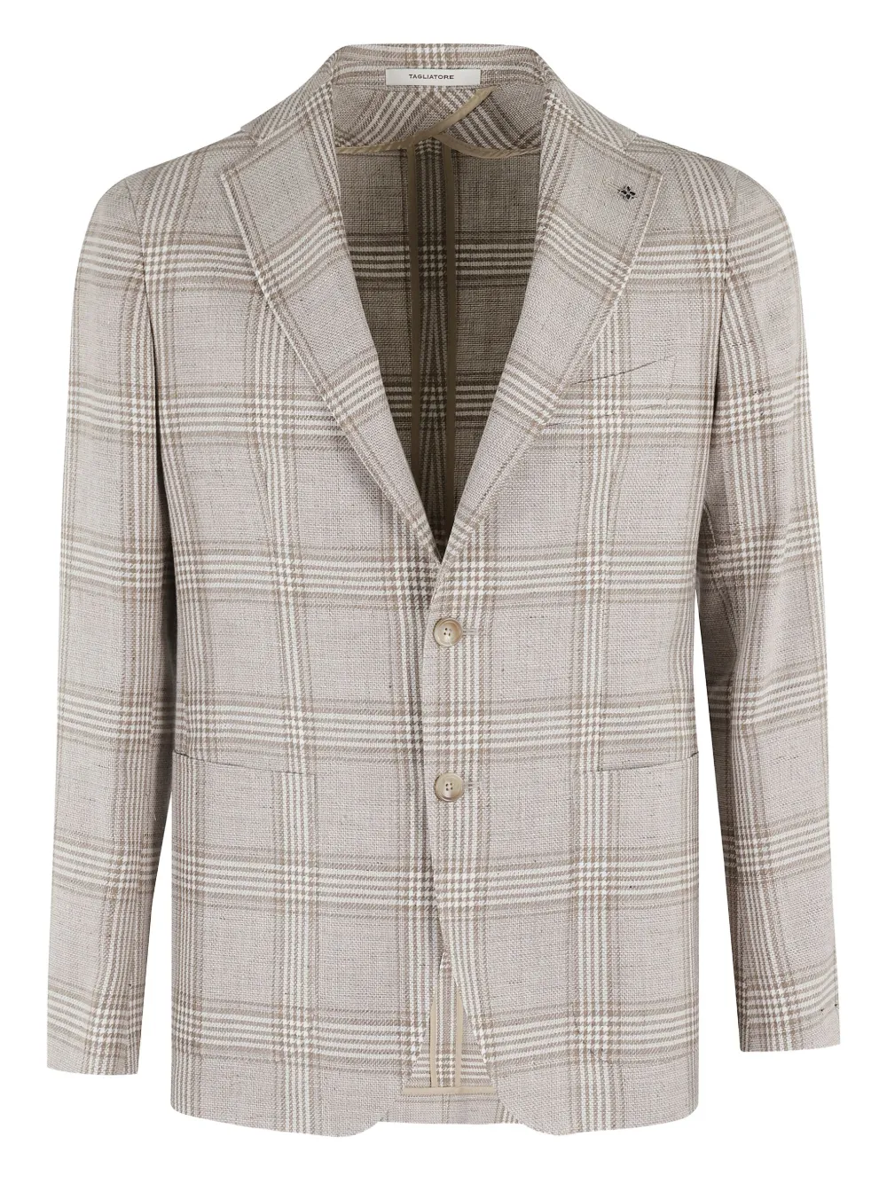 Tagliatore checked linen jacket Grijs