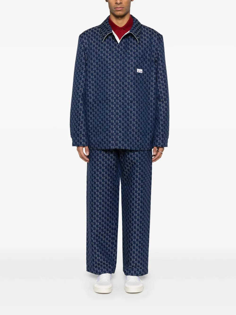 Gucci Katoenen broek met GG Shadow-jacquard Blauw