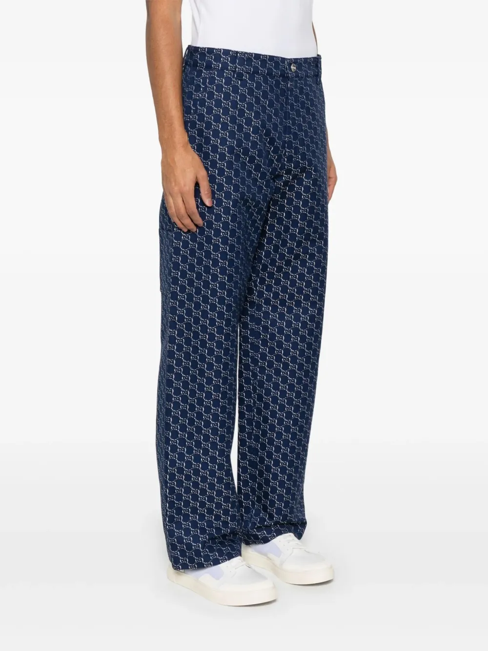 Gucci Katoenen broek met GG Shadow-jacquard Blauw