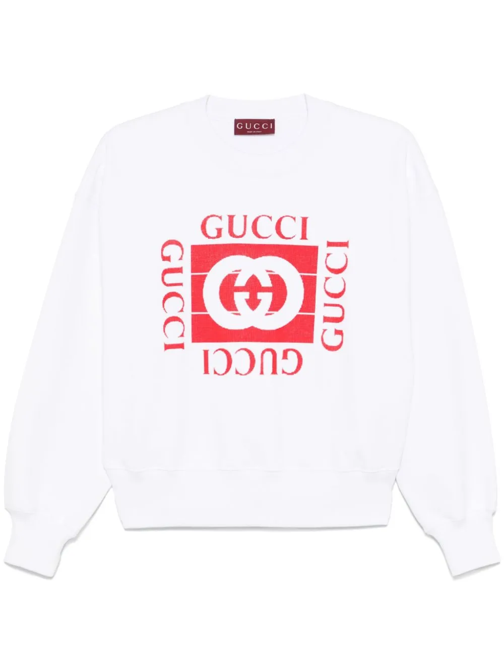 Shop Gucci Flocked-logo Sweatshirt In White
