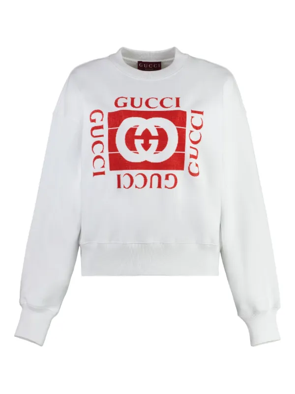 Gucci flocked-logo Sweatshirt White FARFETCH BH