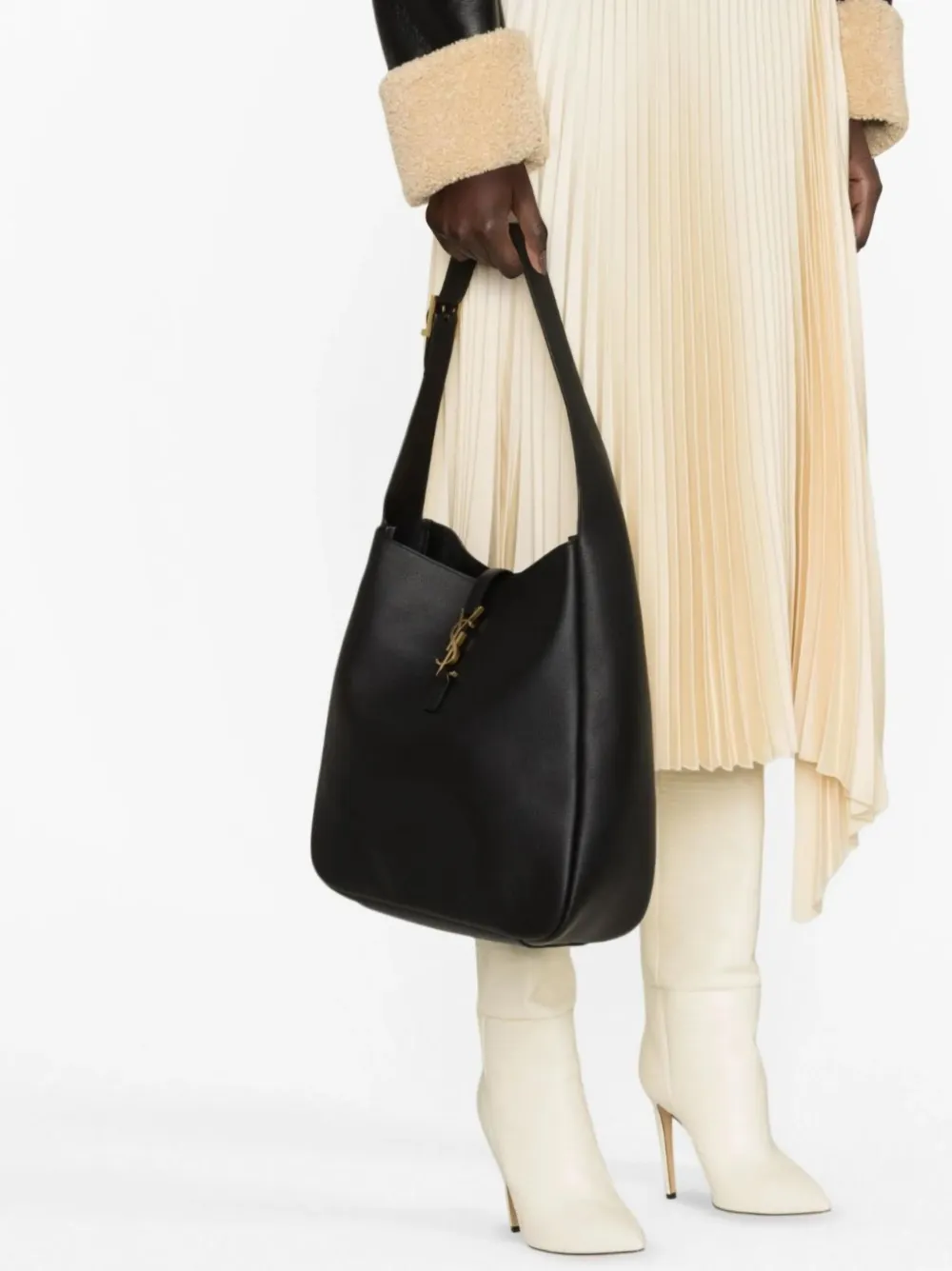 Saint Laurent Grote Le 5 À 7 leren schoudertas Zwart