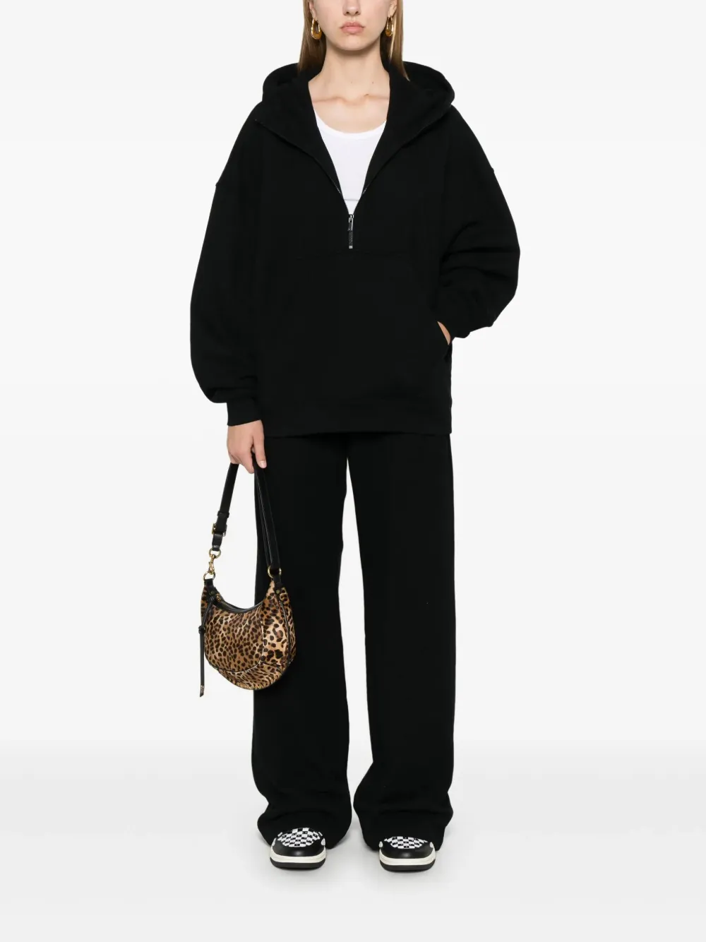 Saint Laurent Hoodie met halve rits - Zwart