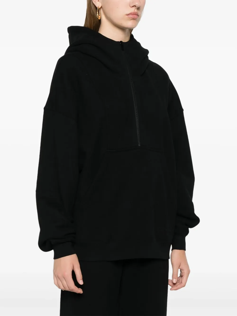 Saint Laurent Hooded Sweatshirt With Half Zip In Black