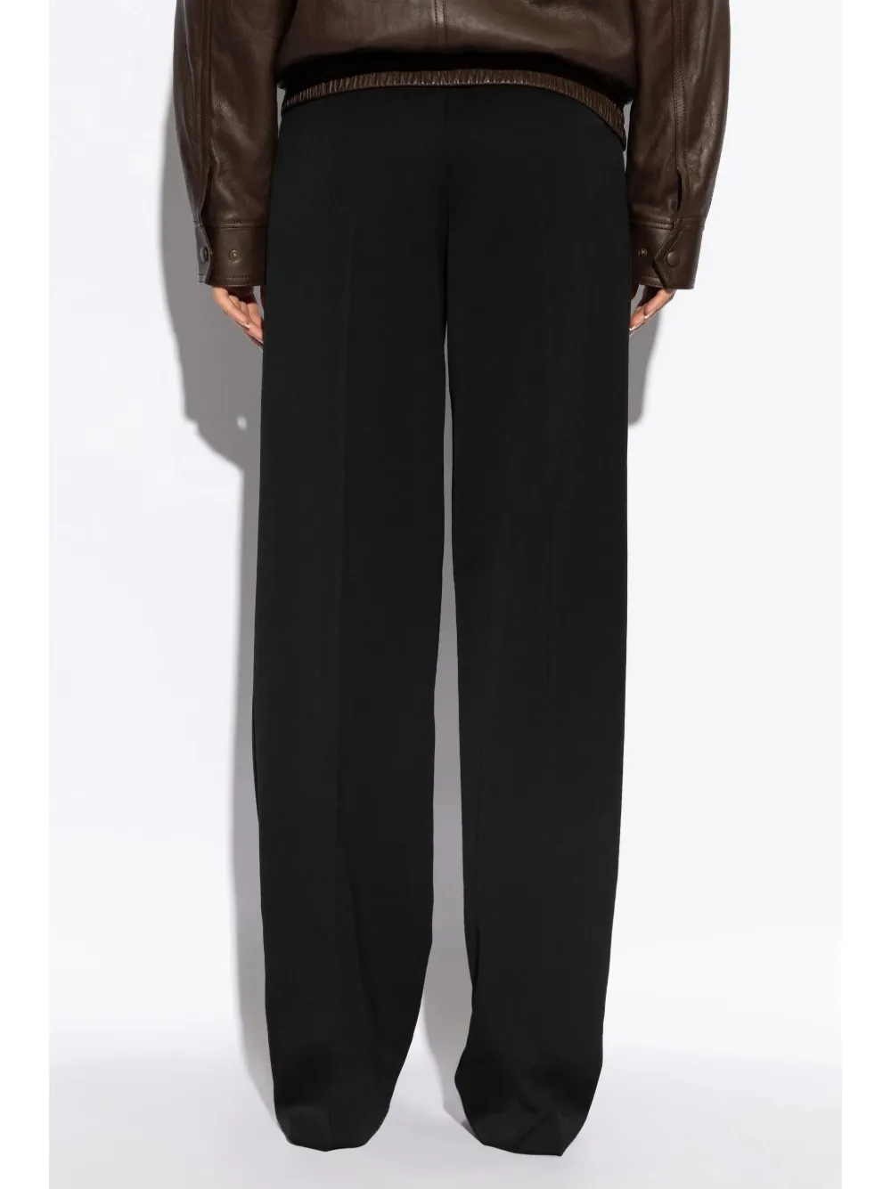 Saint Laurent Grain De Poudre Wool Trousers In Black