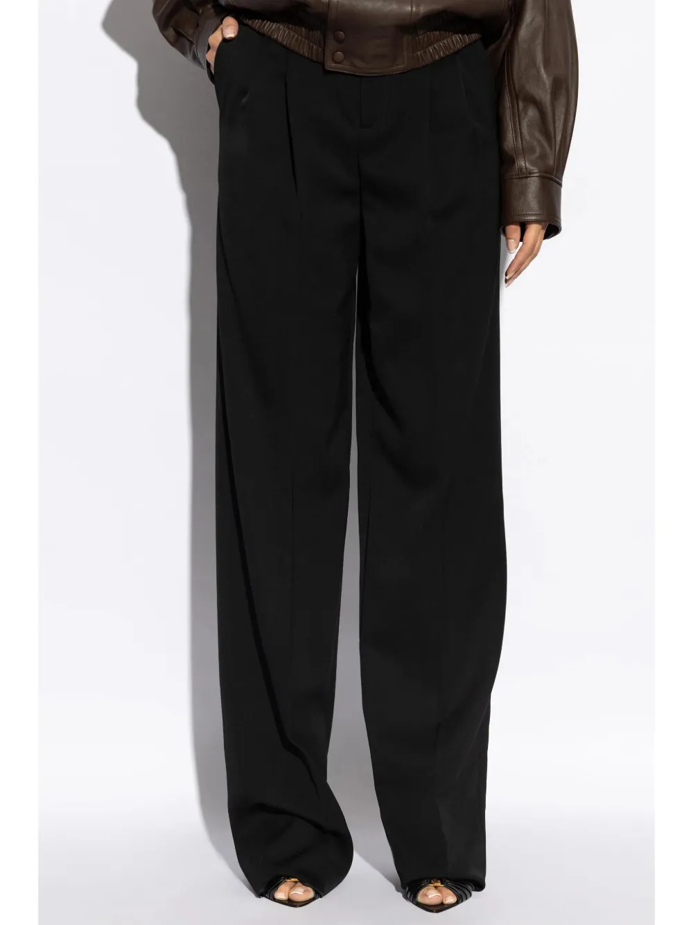 Saint Laurent Grain De Poudre Wool Trousers In Black