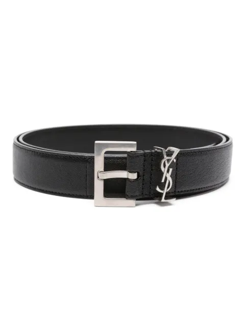 Saint Laurent YSL logo-plaque leather belt 