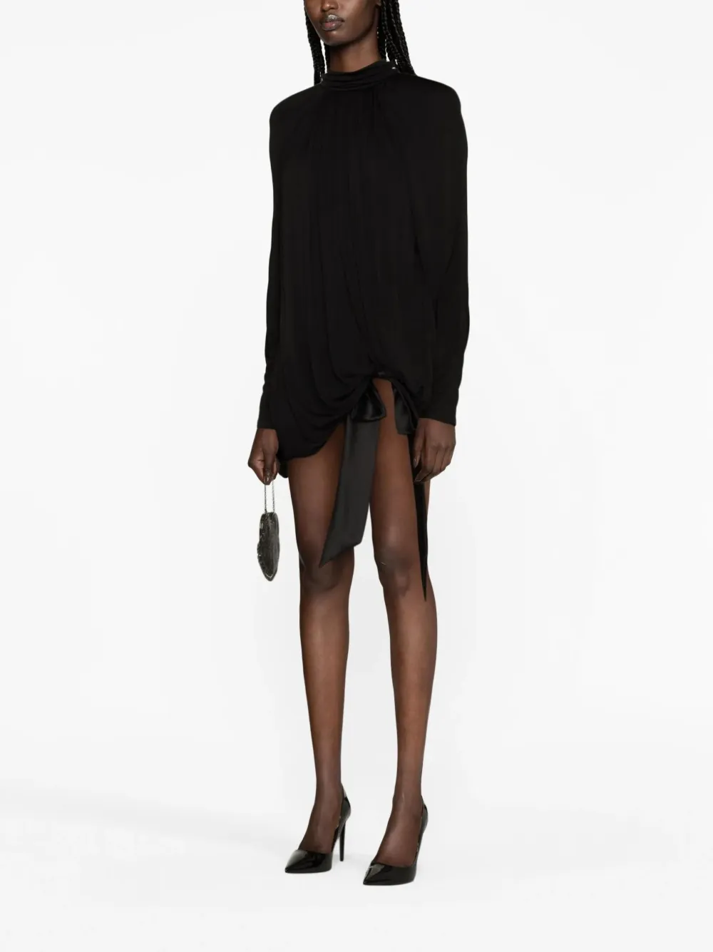 Saint Laurent Mini-jurk met hoge hals Zwart