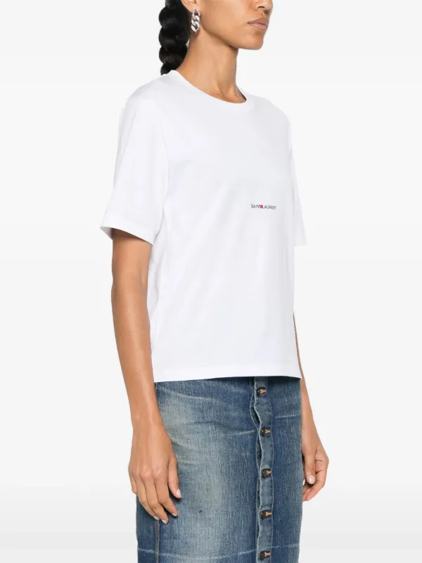 SAINT LAURENT ホワイト Tシャツ XL Saint Laurent logo-print T-shirt | White | FARFETCH JO
