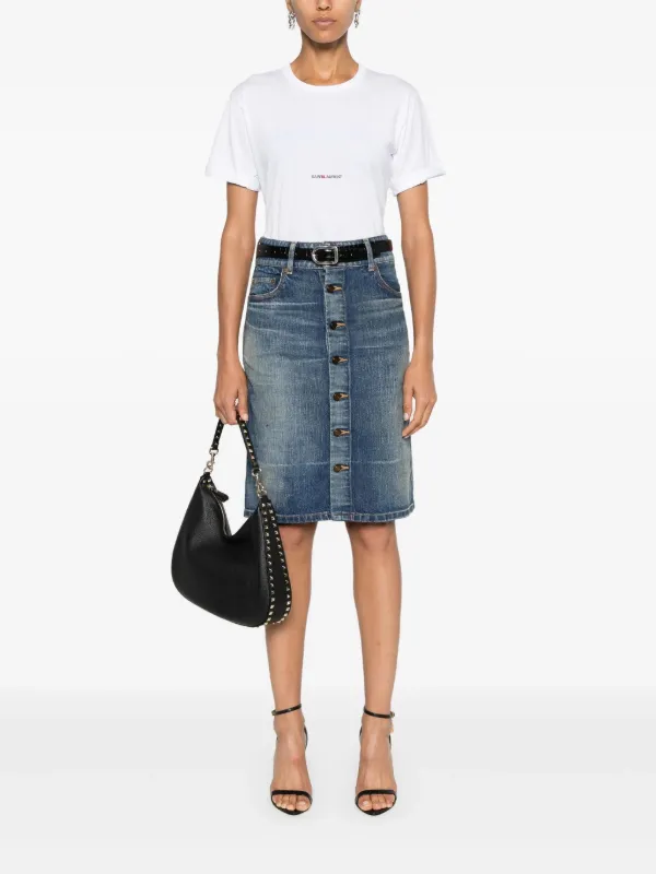 Saint Laurent logo-print T-shirt | White | FARFETCH