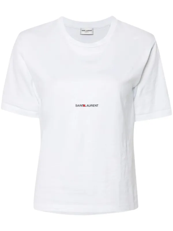 SAINT LAURENT ロゴ Tシャツ ホワイト Saint Laurent logo-print T-shirt | White | FARFETCH