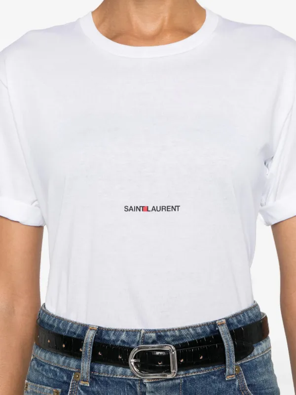 SAINT LAURENT ロゴ Tシャツ ホワイト Saint Laurent logo-print T-shirt | White | FARFETCH