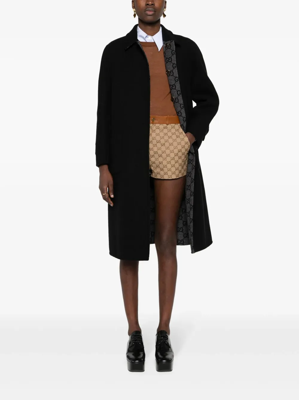 Gucci Mantel met enkele rij knopen Zwart