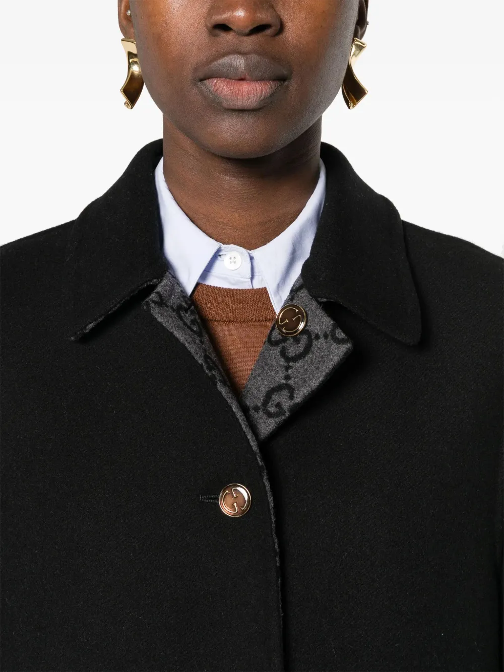 Gucci Mantel met enkele rij knopen Zwart