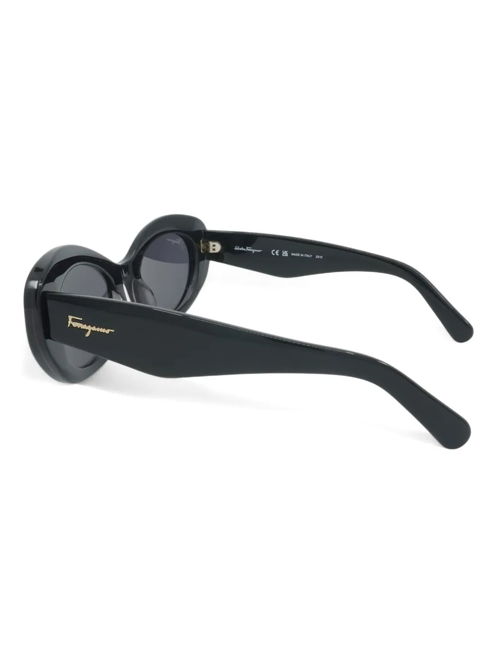 Shop Ferragamo Eyewear Oval-frame "black" Sunglasses