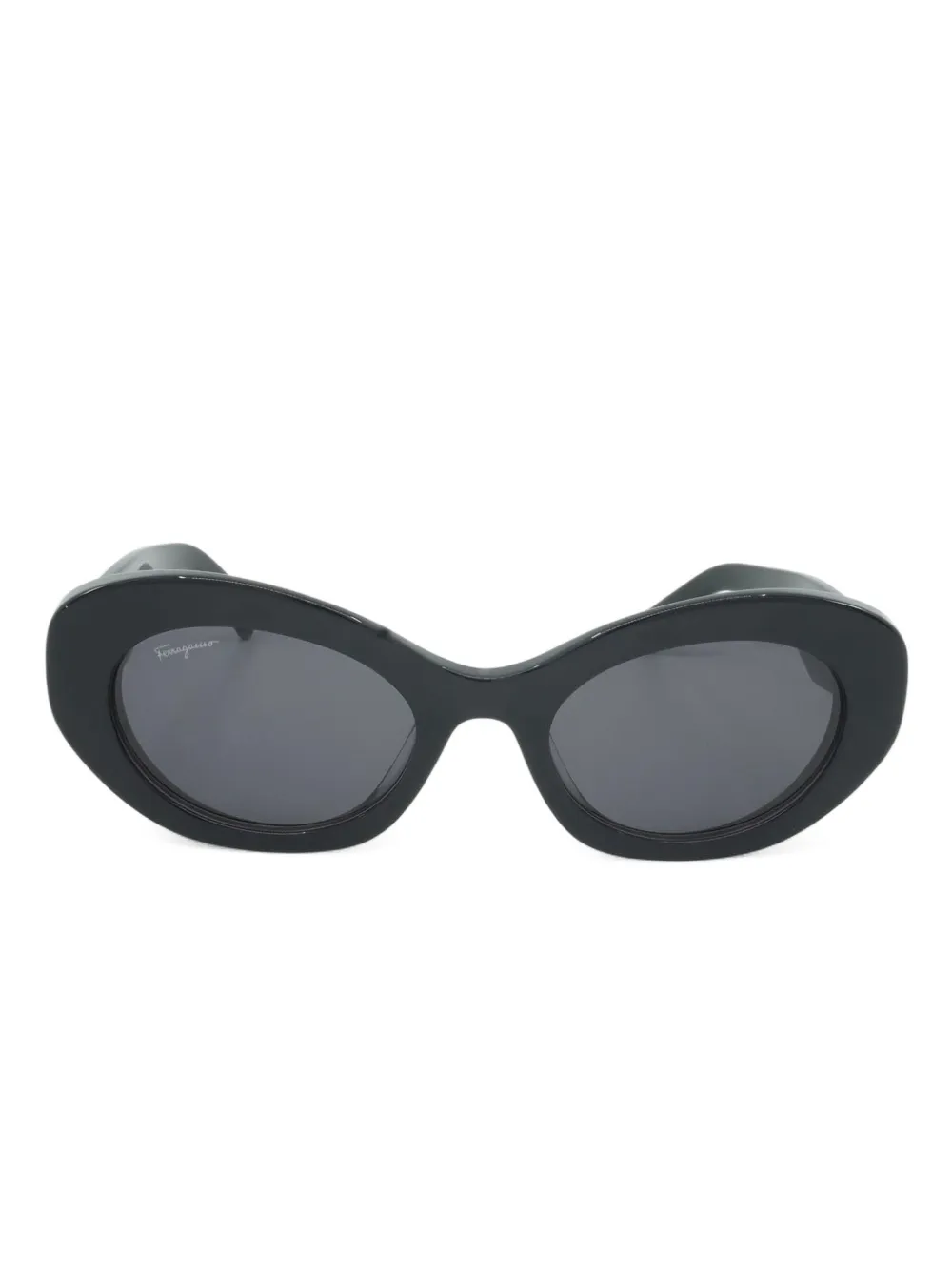 Shop Ferragamo Eyewear Oval-frame "black" Sunglasses