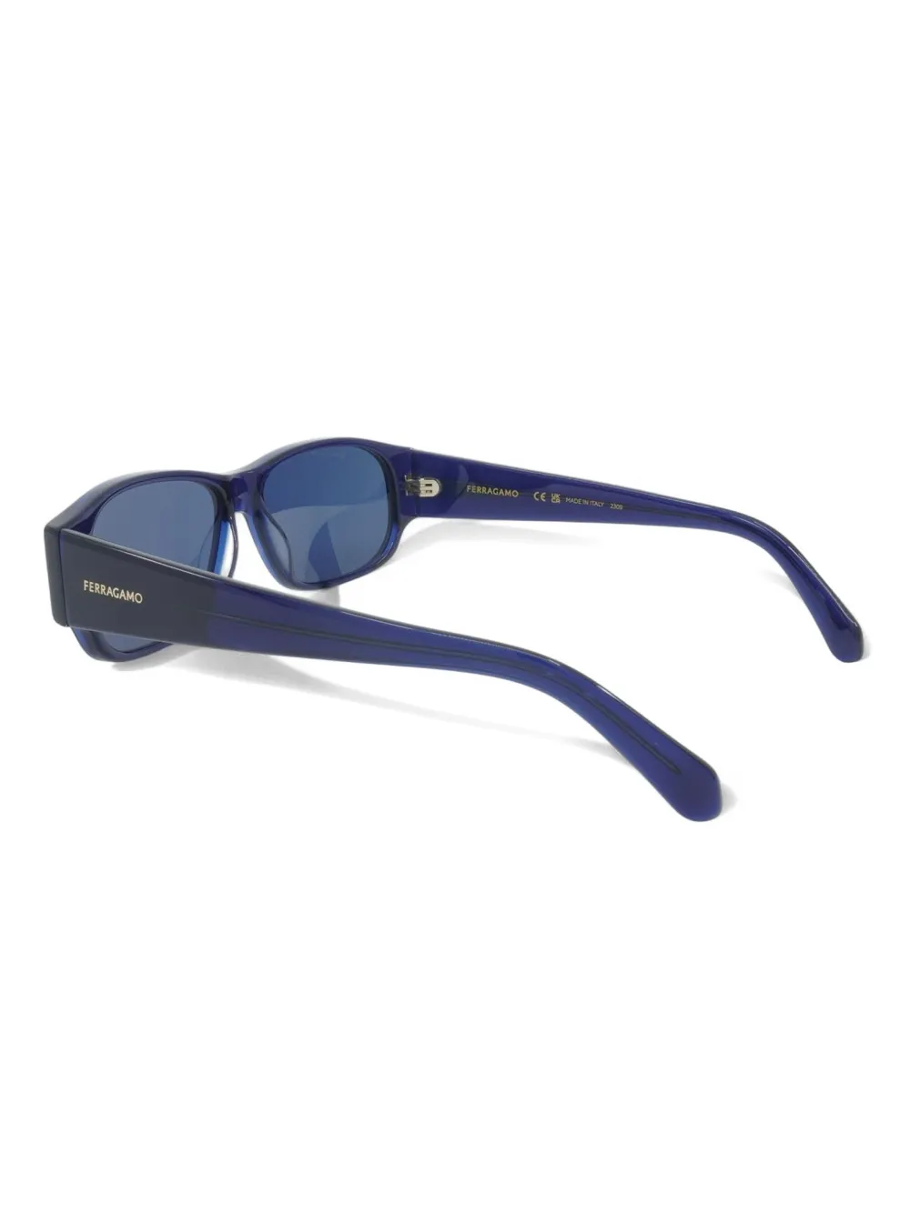 Ferragamo Eyewear Zonnebril met rechthoekig montuur Blauw