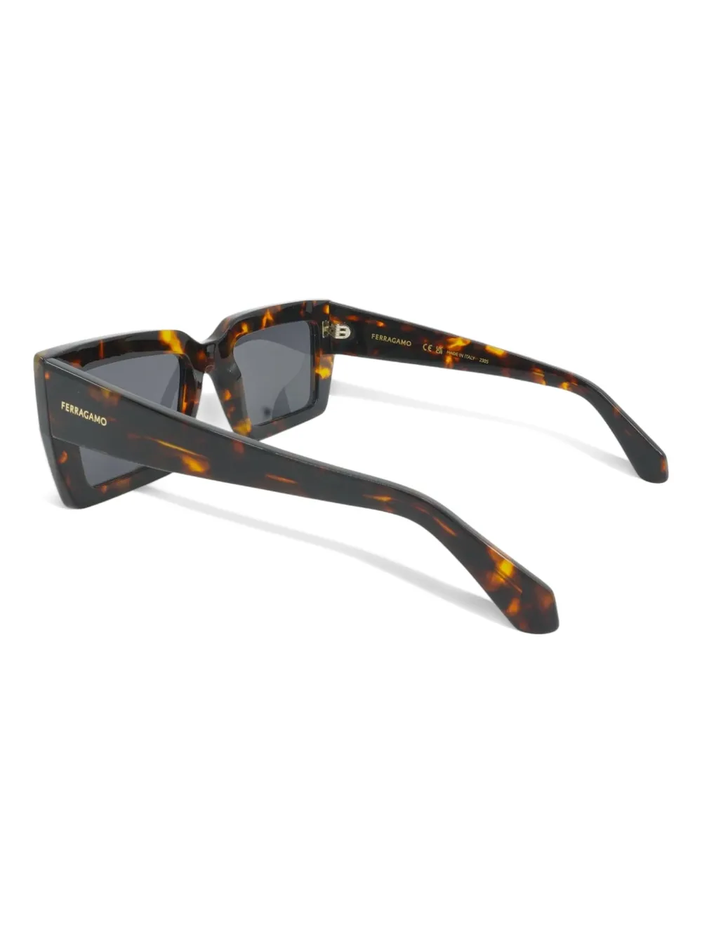 Ferragamo Eyewear Zonnebril met rechthoekig montuur Bruin