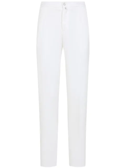 Kiton logo-patch straight trousers