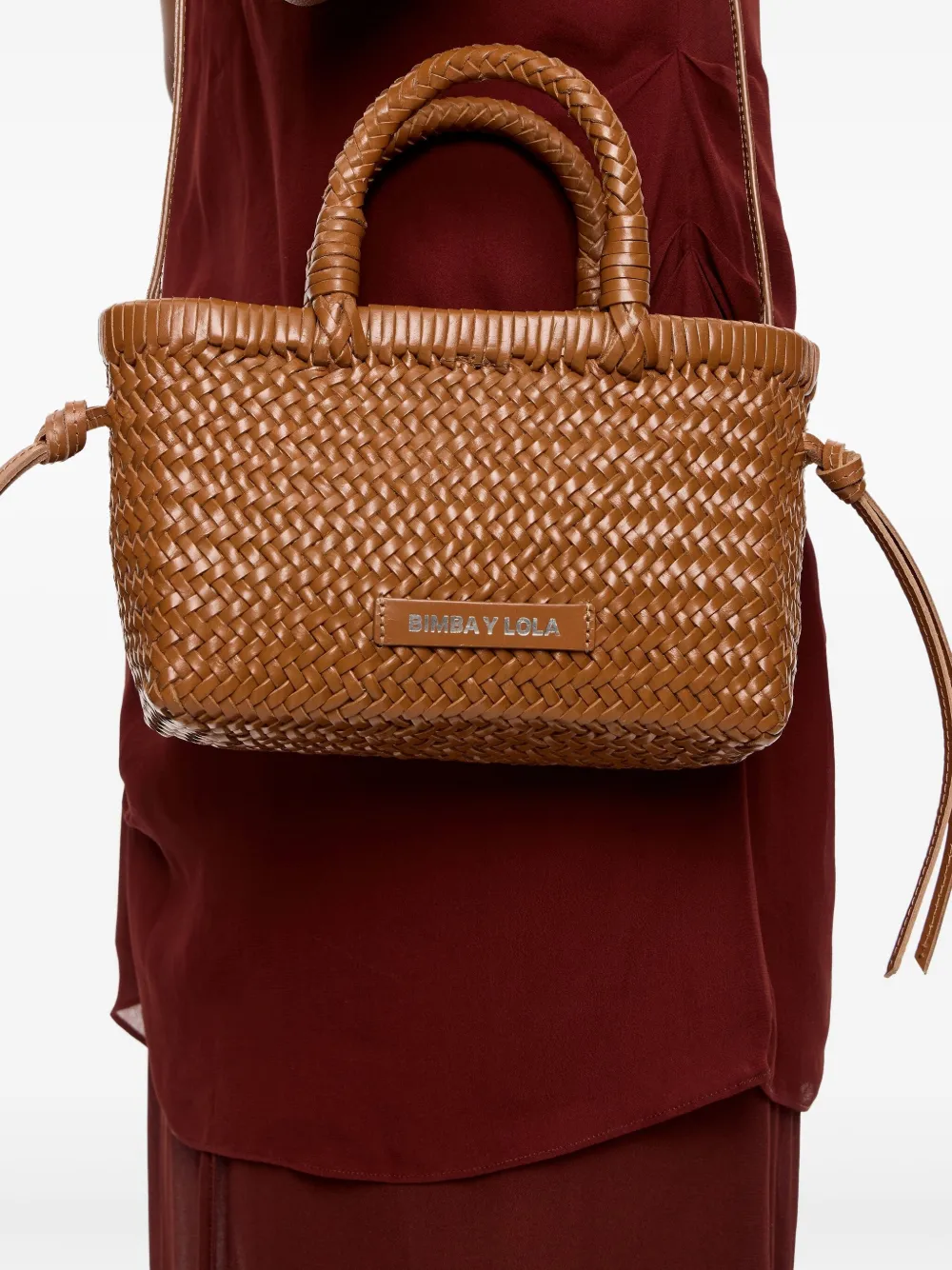 Bimba y Lola Geweven shopper Bruin
