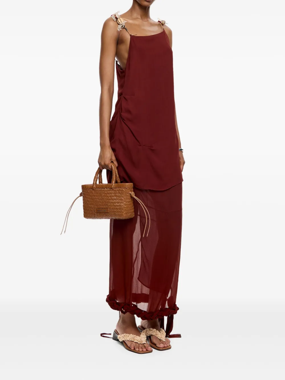 Bimba y Lola Geweven shopper Bruin