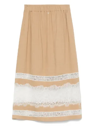 スカート Lorena Antoniazzi Brown Lace-Detail Midi Skirt Lorena Antoniazzi Skirts for Women - Shop on FARFETCH