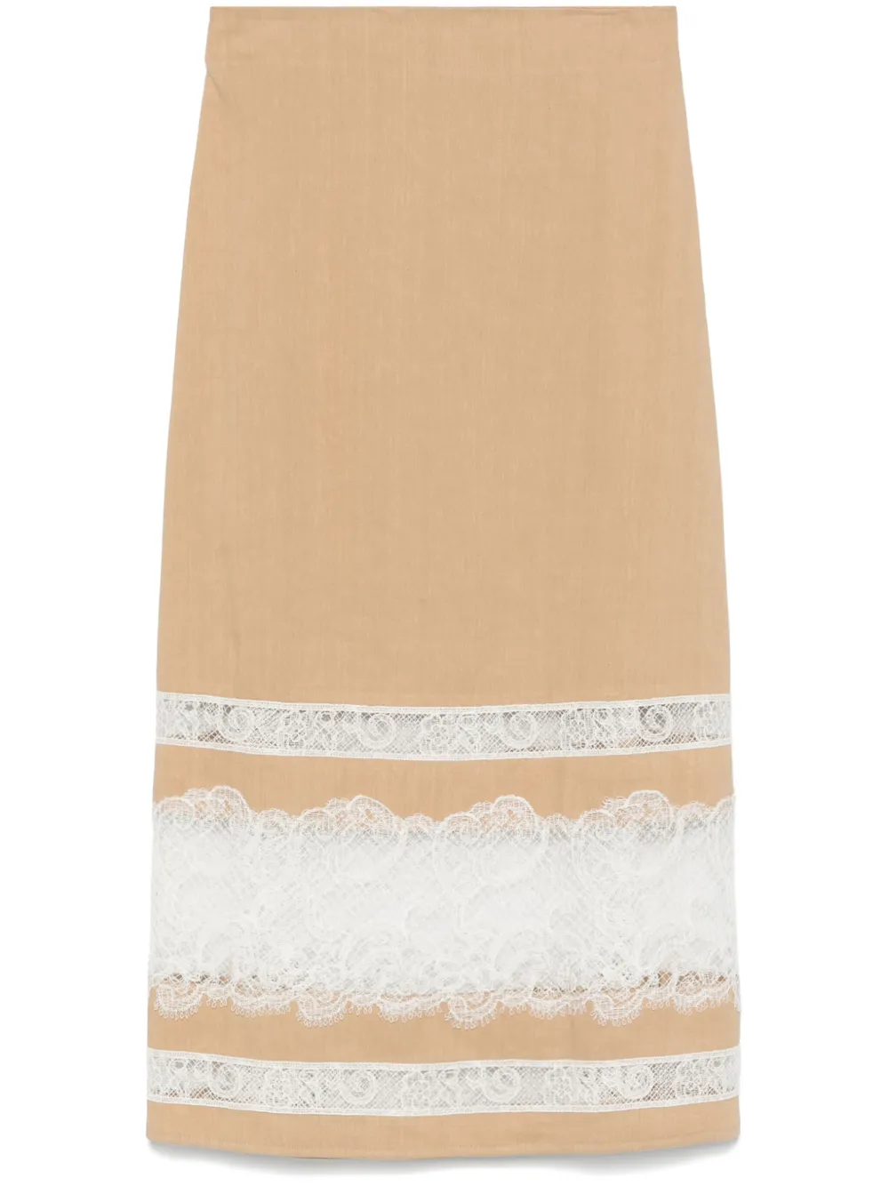 Lorena Antoniazzi Midi-rok met kanten afwerking Beige