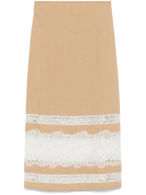 Lorena Antoniazzi camisa midi con ribete de encaje