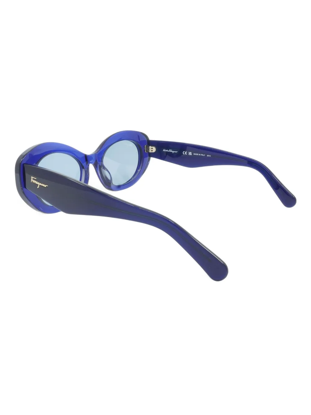 Ferragamo Zonnebril met ovalen montuur Blauw