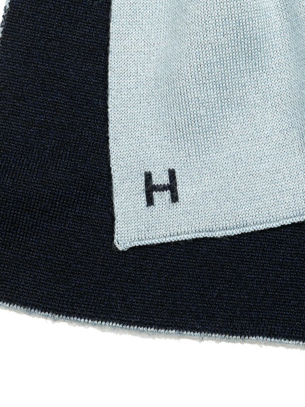 Pre-owned Hermes 20th Century Printed Cashmere Silk Stole Scarf Scarves In Blue