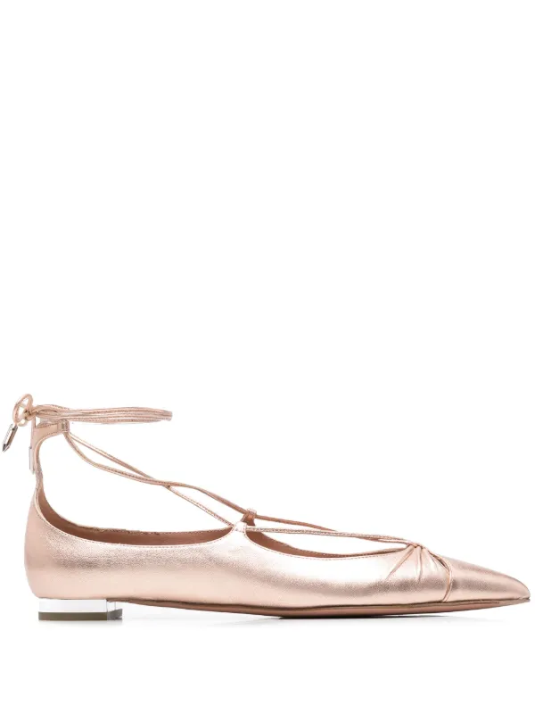 Aquazzura Leather Ballet Flats in Pink