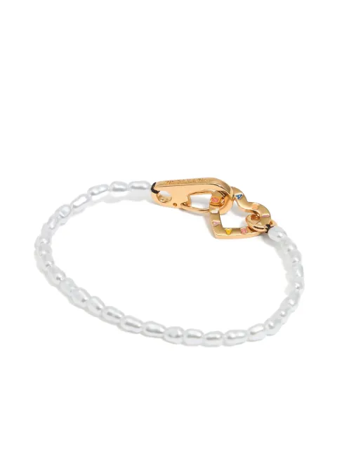 Bimba y Lola heart-charm faux-pearl bracelet