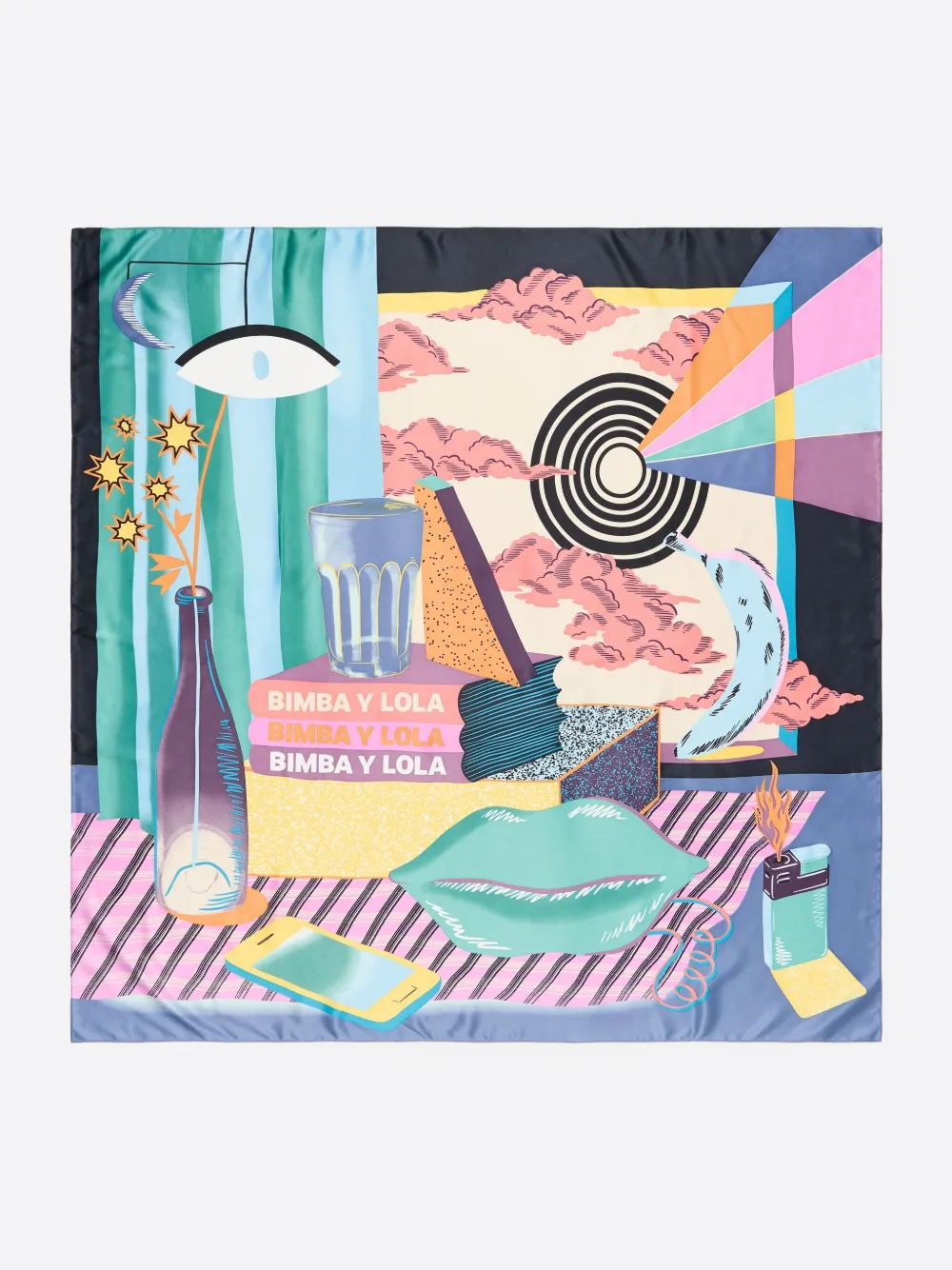 Bimba Y Lola Graphic-print Scarf In Blue