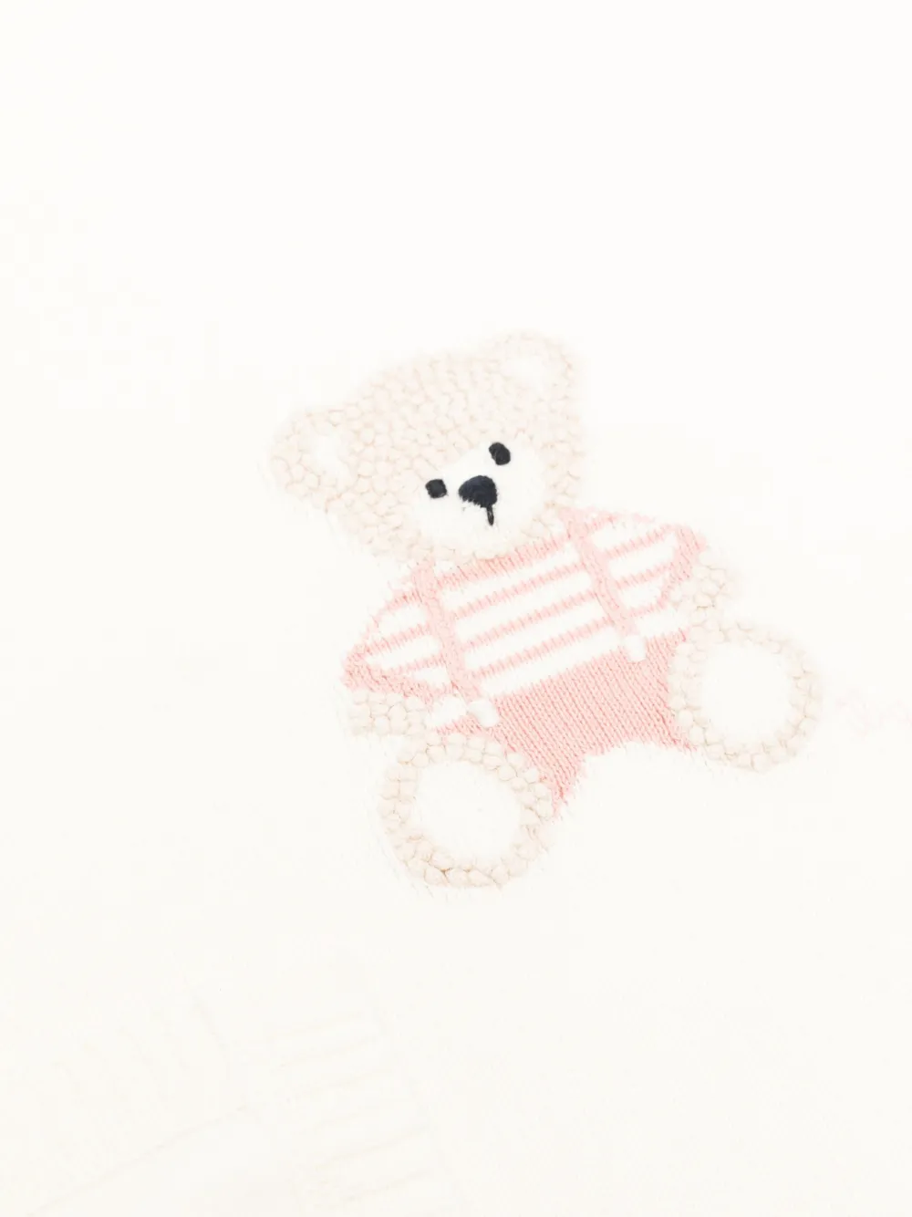 Il Gufo teddy bear-embroidered blanket - Wit