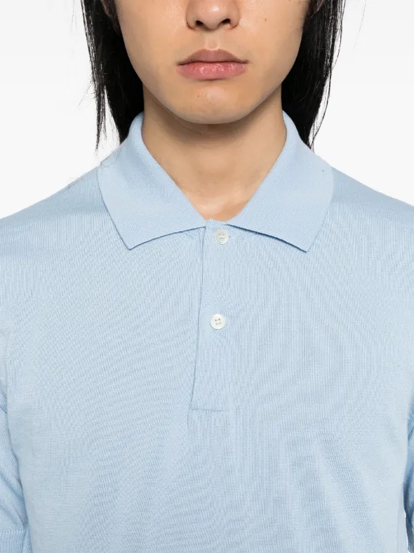 トップス 00s COMME des GARCONS PLUS knit polo Comme Des Garçons Shirt Knitted Polo Shirt | Blue | FARFETCH