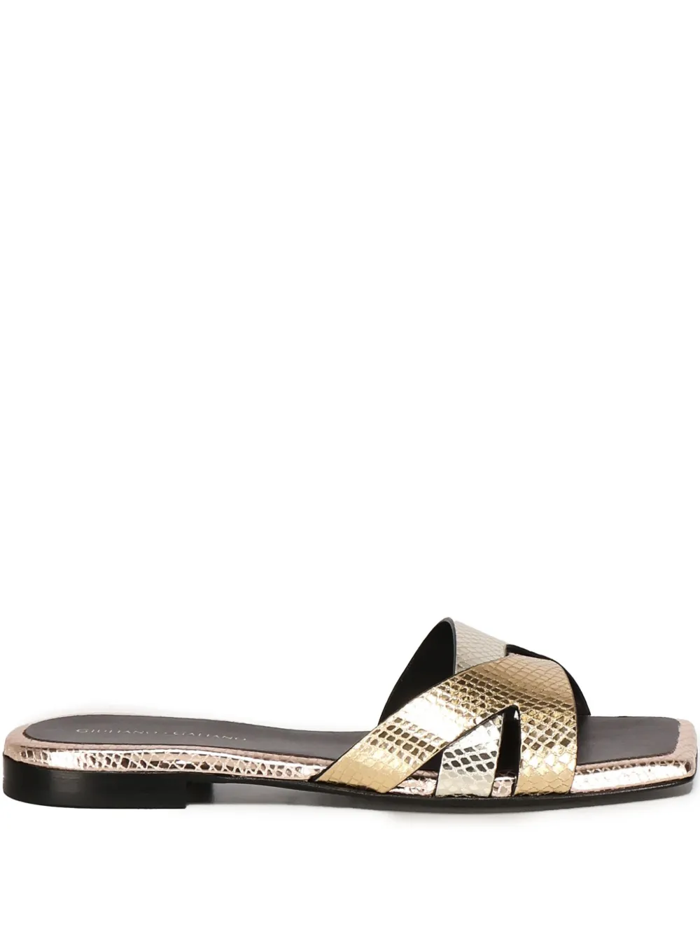 Giuliano Galiano leather slides Gold