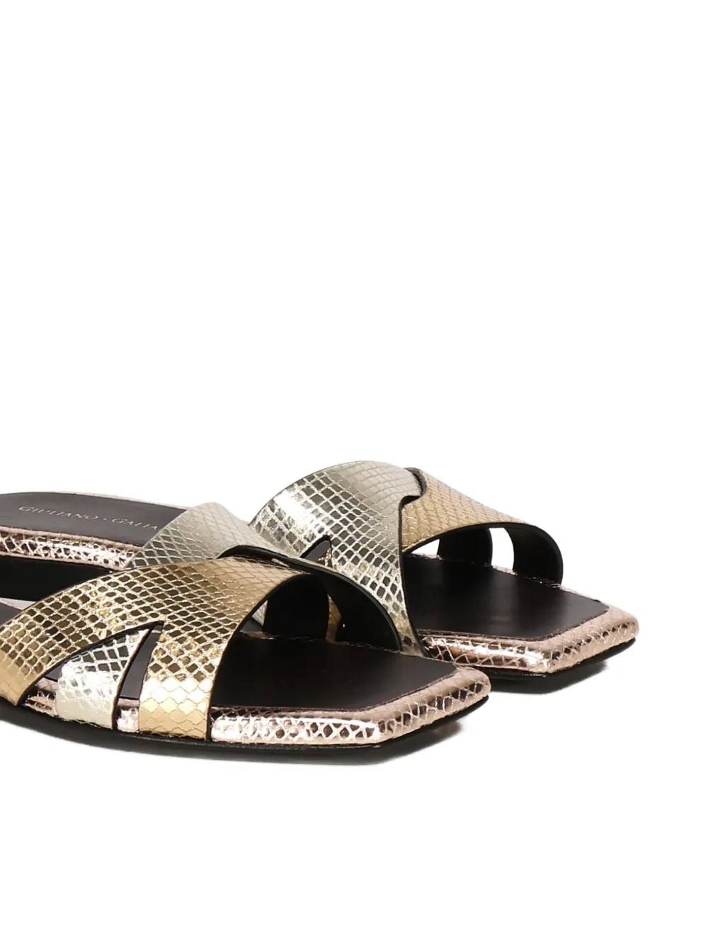 Giuliano Galiano leather slides Gold