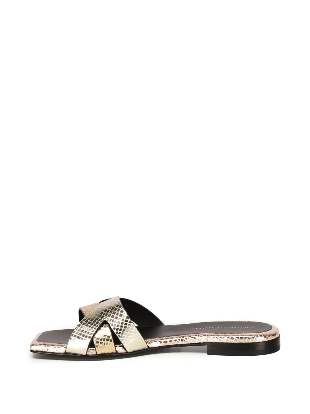 Giuliano Galiano leather slides Gold