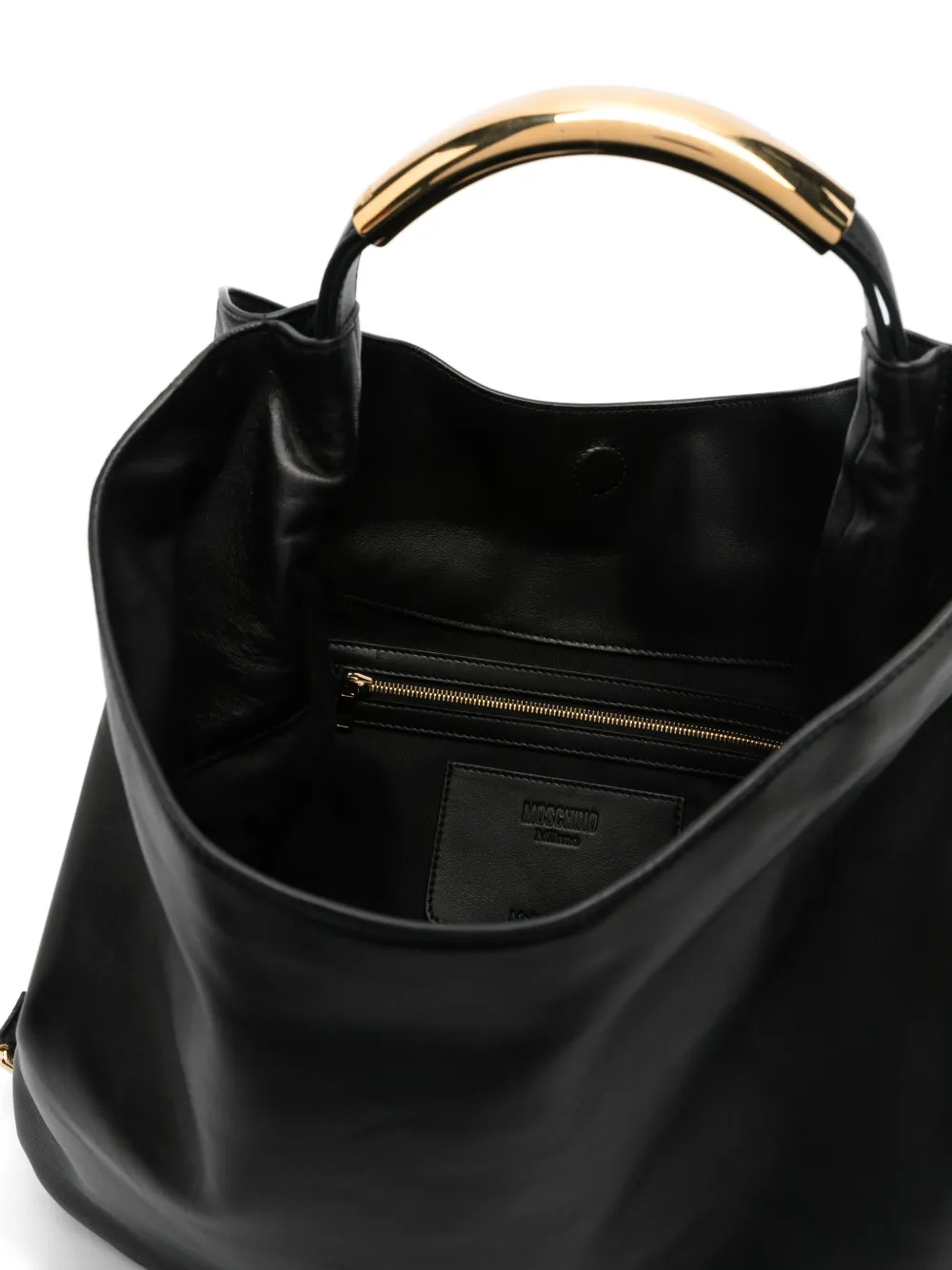 Moschino Leren shopper Zwart