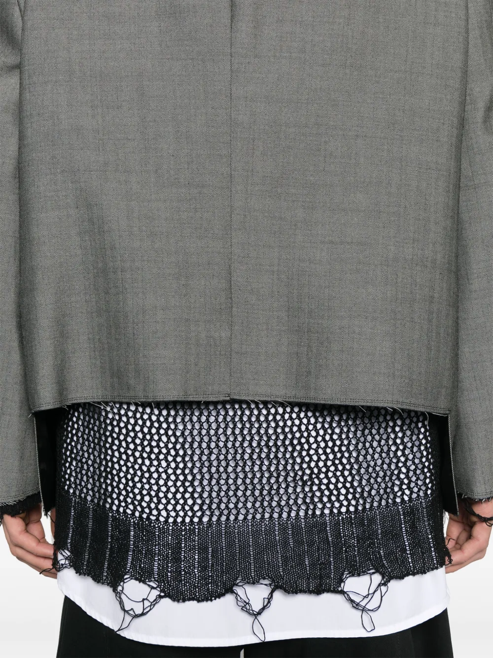 Black Comme Des Garçons Blazer met visgraatpatroonn Grijs