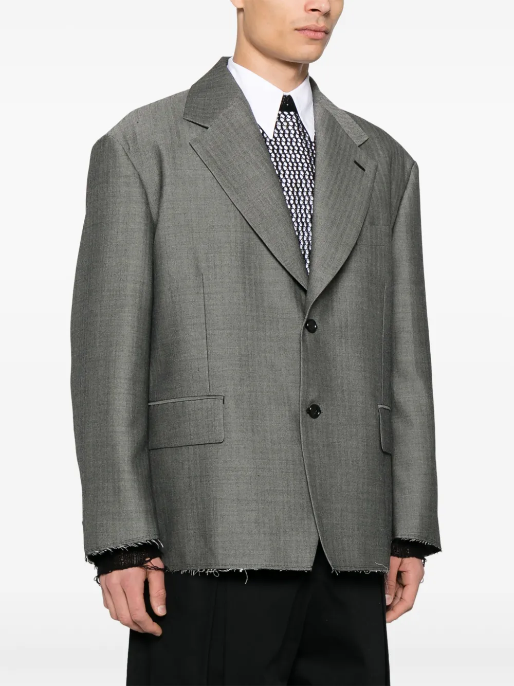 Black Comme Des Garçons Blazer met visgraatpatroonn Grijs