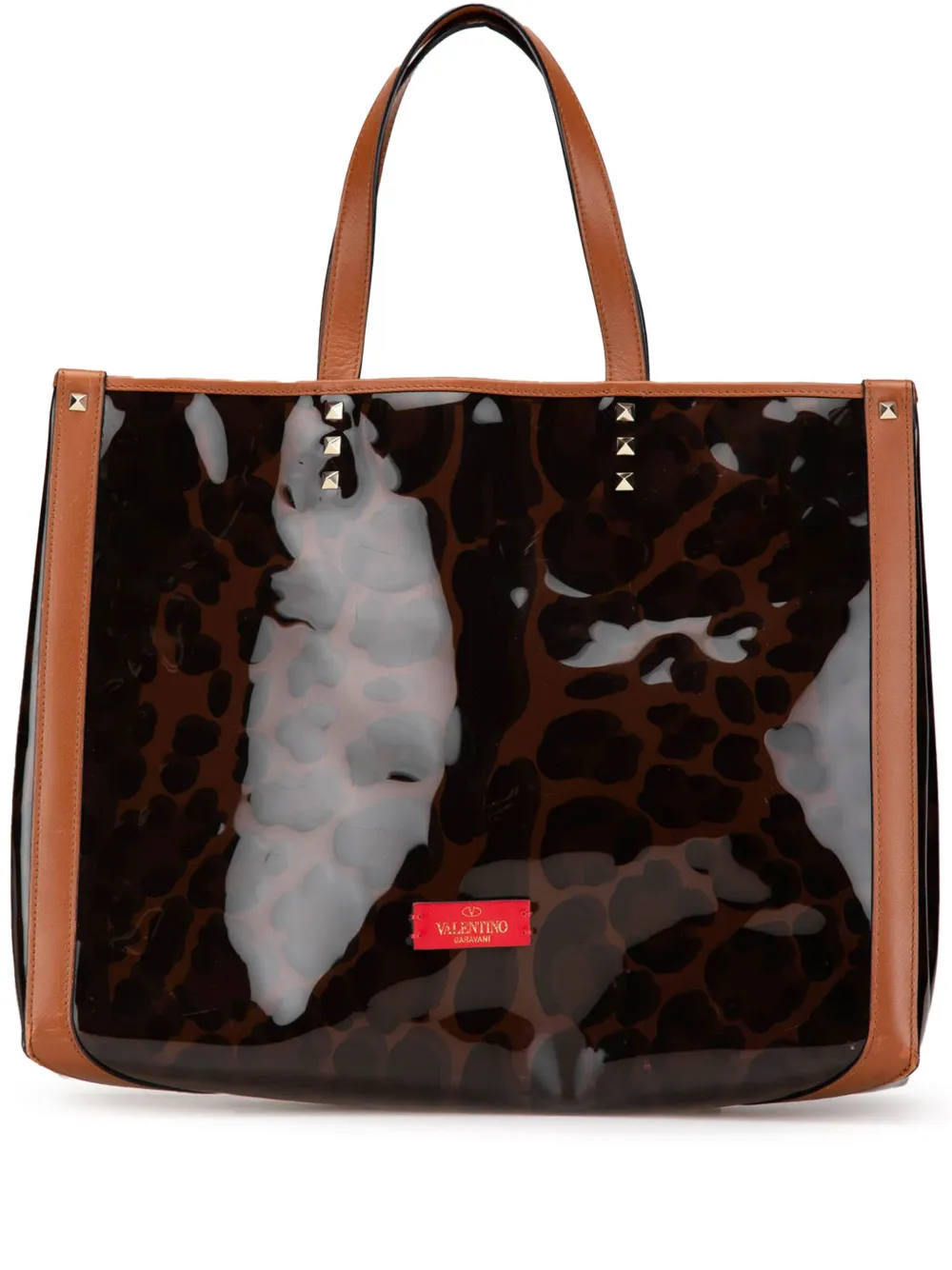 2018-2024 Small PVC Leopard Print Rockstud Shopping tote bag