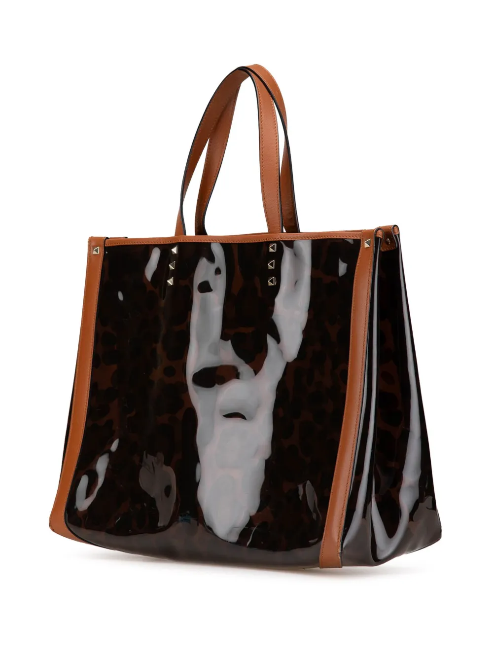 Valentino Garavani Pre-Owned 2018-2024 Small PVC Leopard Print Rockstud Shopping tote bag - Bruin