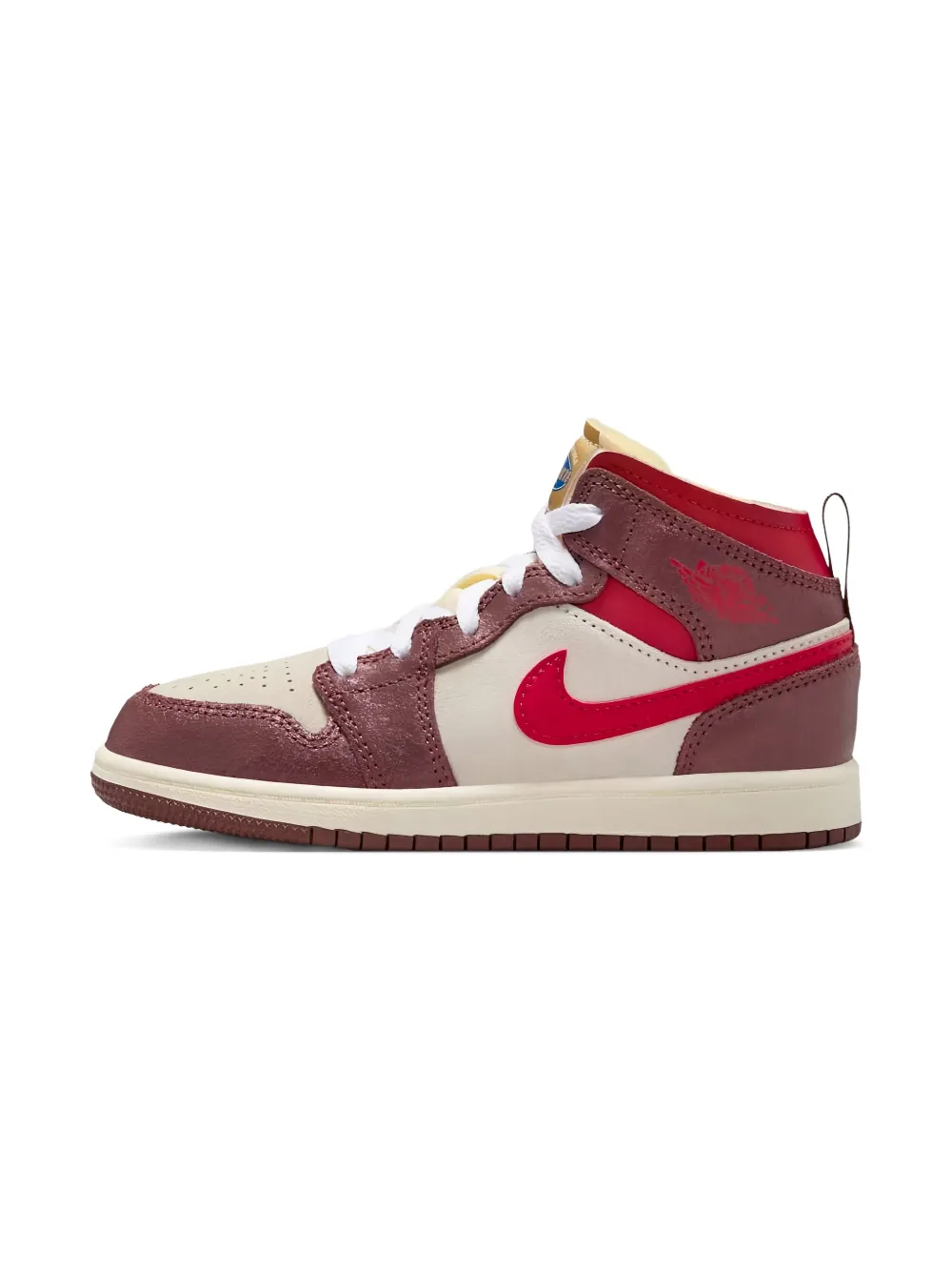 Jordan Kids Jordan 1 Mid SE "Coconut Milk Dark Pony Pale Vanilla Varsity Red" sneakers