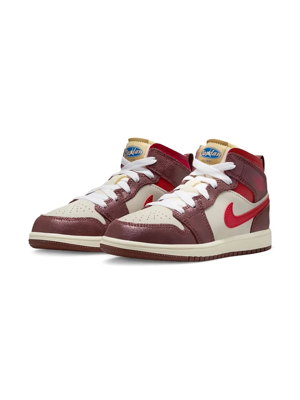 Jordan Kids Jordan 1 Mid SE Coconut Milk/Dark Pony/Pale Vanilla/Varsity Red sneakers - Rood