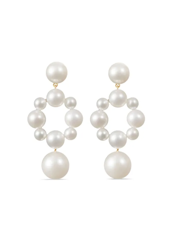 Sophie Bille Brahe 14kt Yellow Gold Grande Nebula Pearl Earrings in White